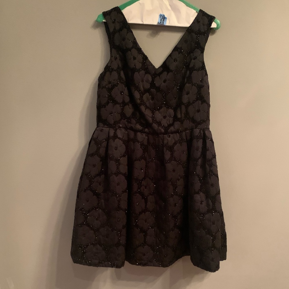 Black floral fit and flare dress